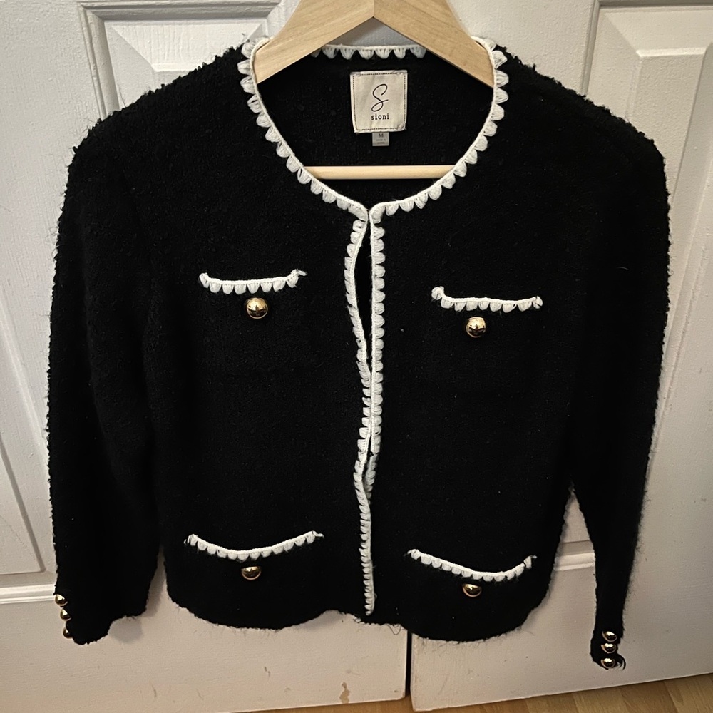 Black Women's Jacket with White Trim